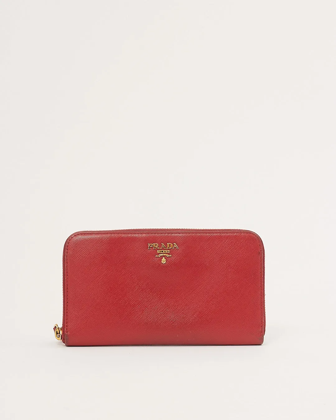 Prada Red Saffiano Leather Zippy Wallet