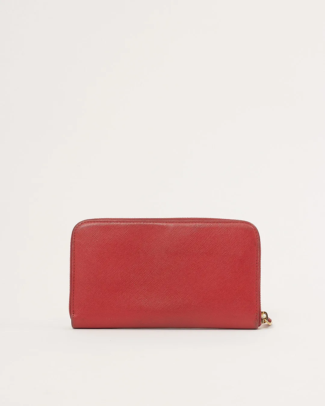 Prada Red Saffiano Leather Zippy Wallet