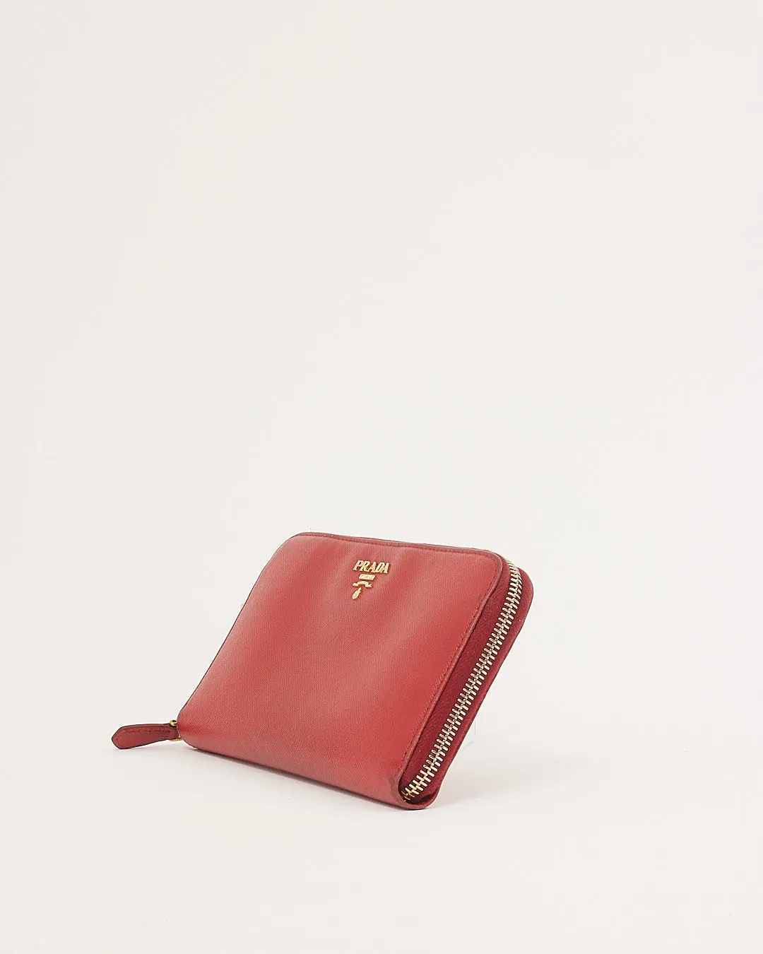 Prada Red Saffiano Leather Zippy Wallet
