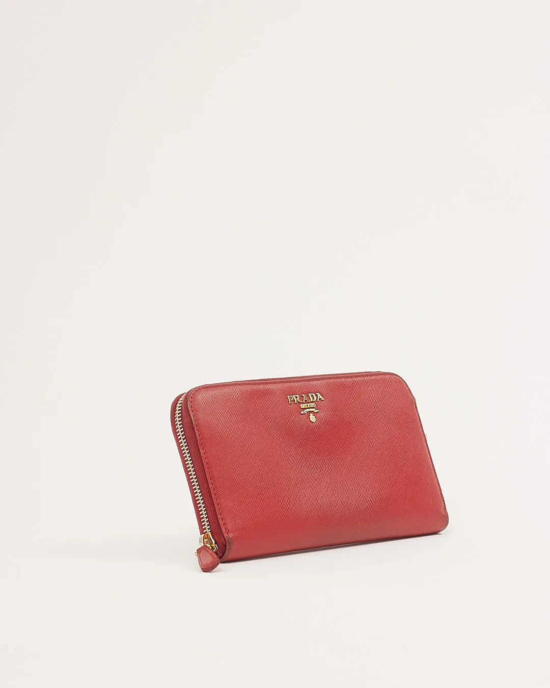 Prada Red Saffiano Leather Zippy Wallet