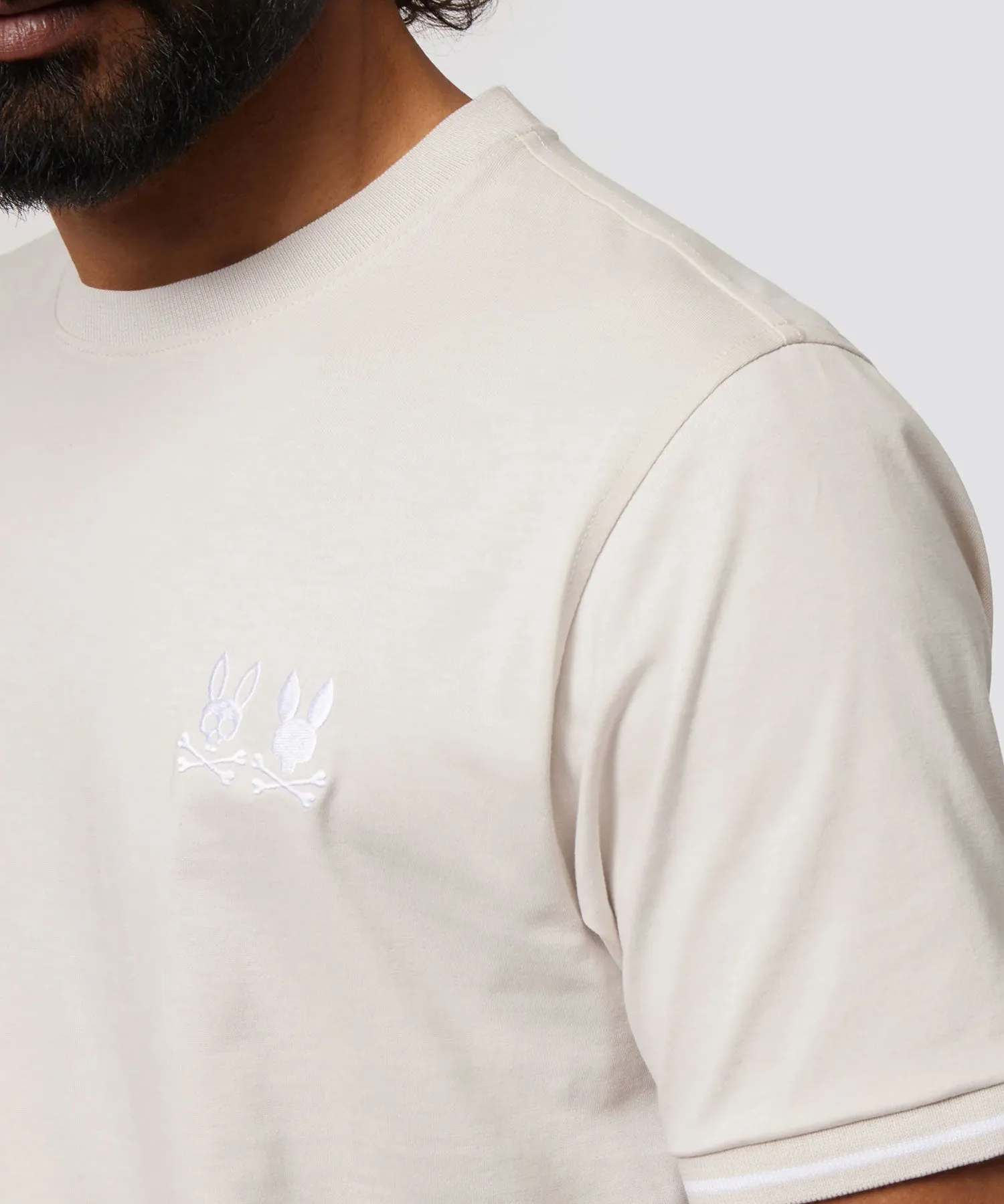 Psycho Bunny Kingwood Embroidered Twin Bunny Tee - Natural Linen
