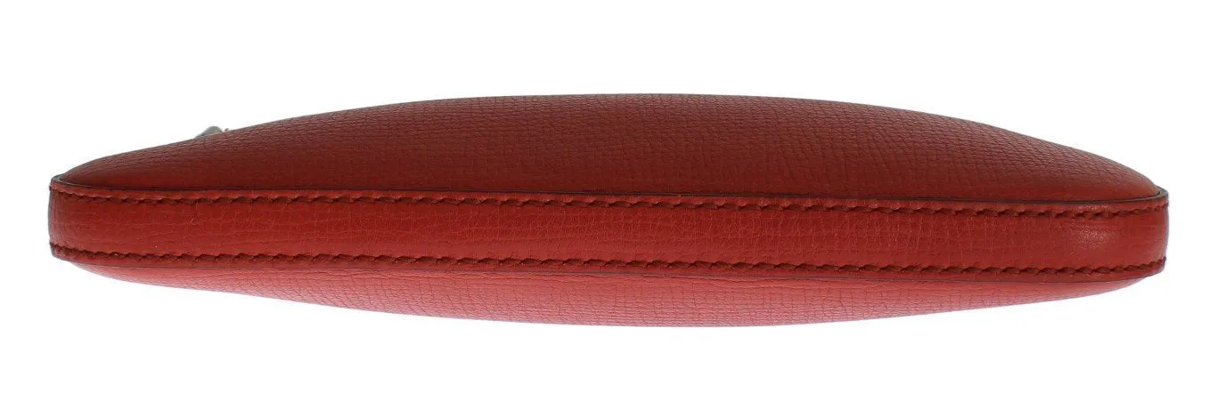 Red Leather Mens Organizer Clutch Wallet Wristlet