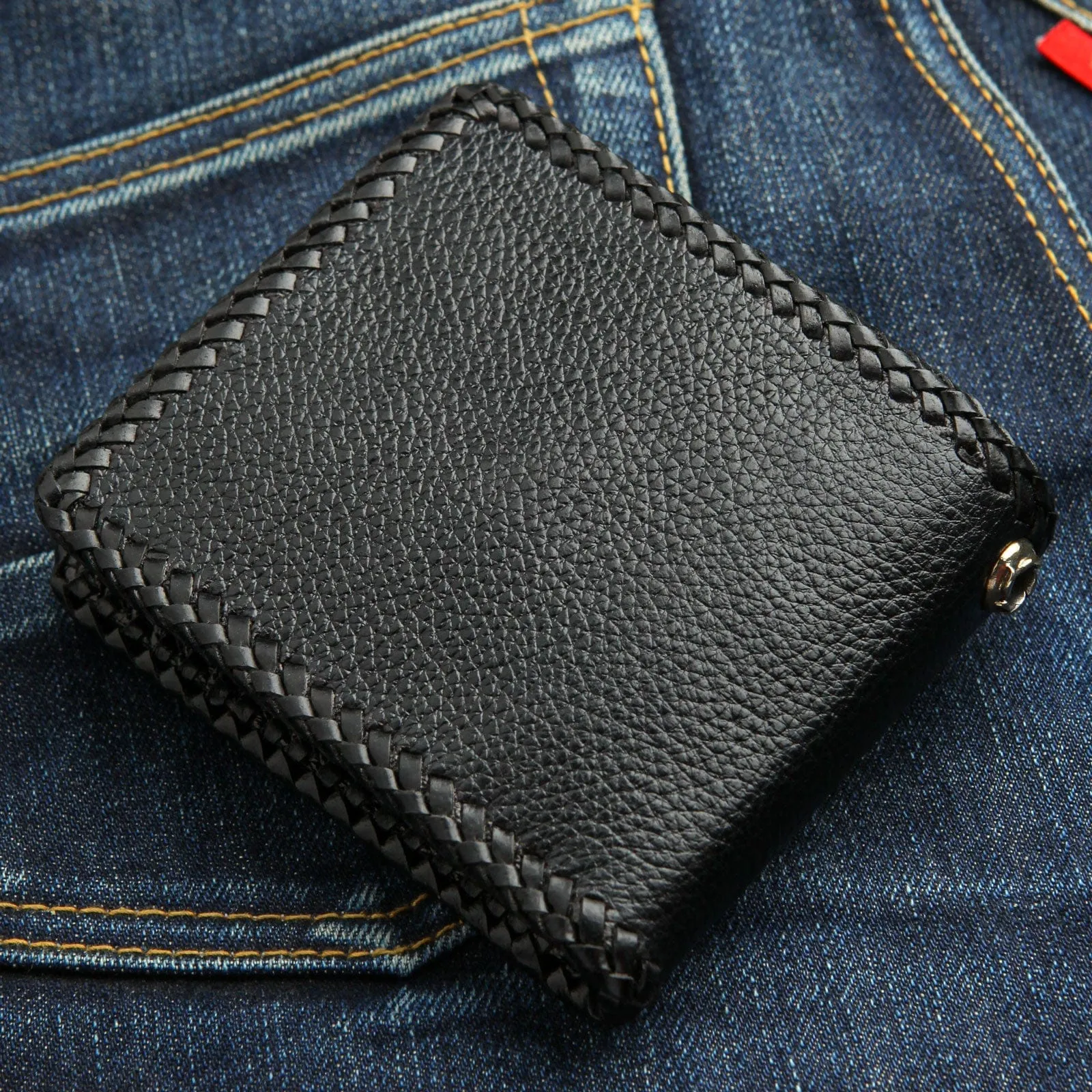 Red Stingray Leather Cross Men's Bifold Biker Chain Wallet