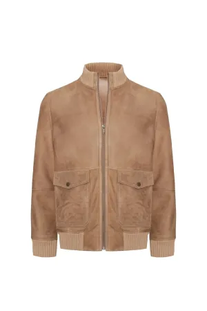 Rick Men's Shearling Bomber Jacket - Cappuccino/Beige