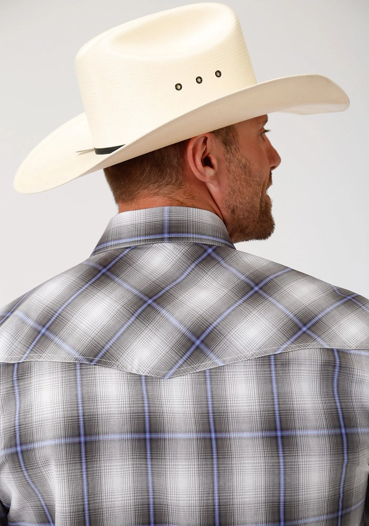 Roper Men's Gray & Purple Plaid Western Shirt