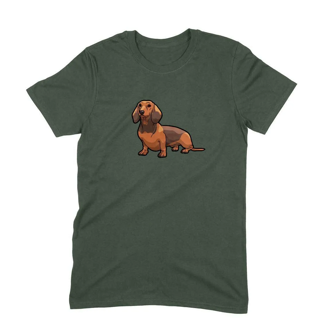 Round Neck T-Shirt (Men) - Dash Dash Dachshund (11 Colours)