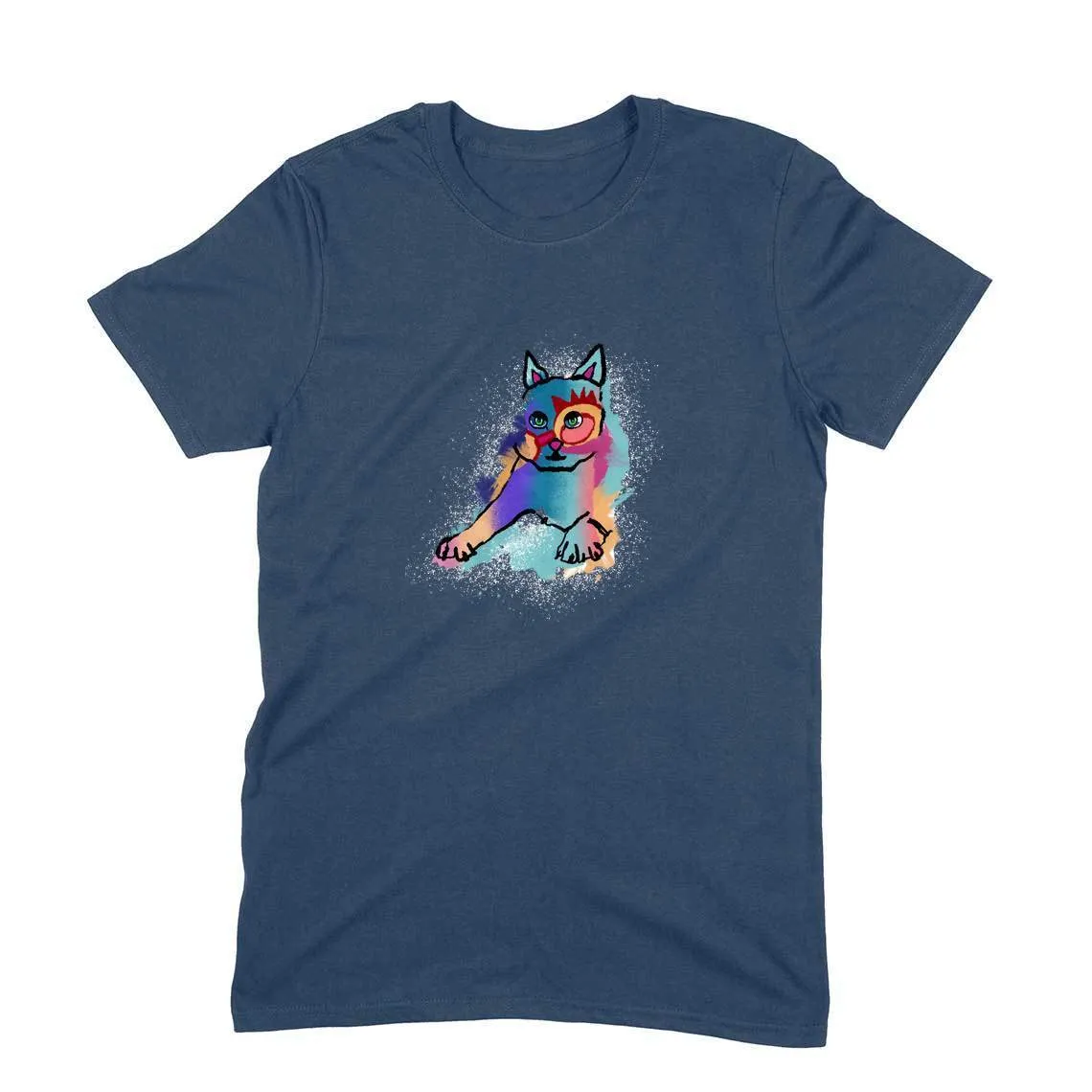 Round Neck T-Shirt (Men) - Russian Blue Sparkle Cat (11 Colours)