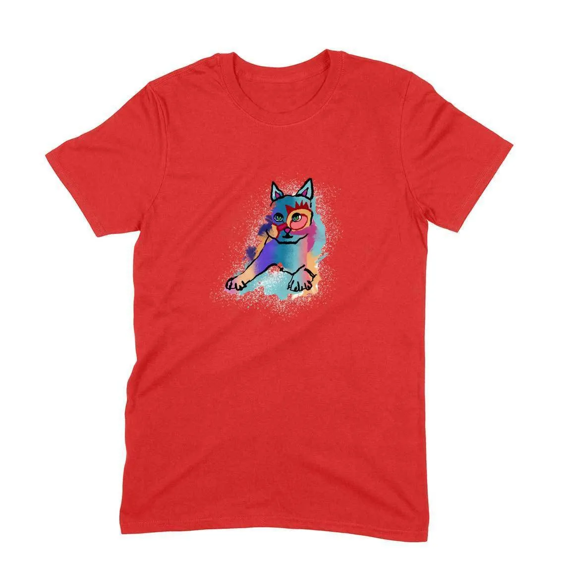 Round Neck T-Shirt (Men) - Russian Blue Sparkle Cat (11 Colours)