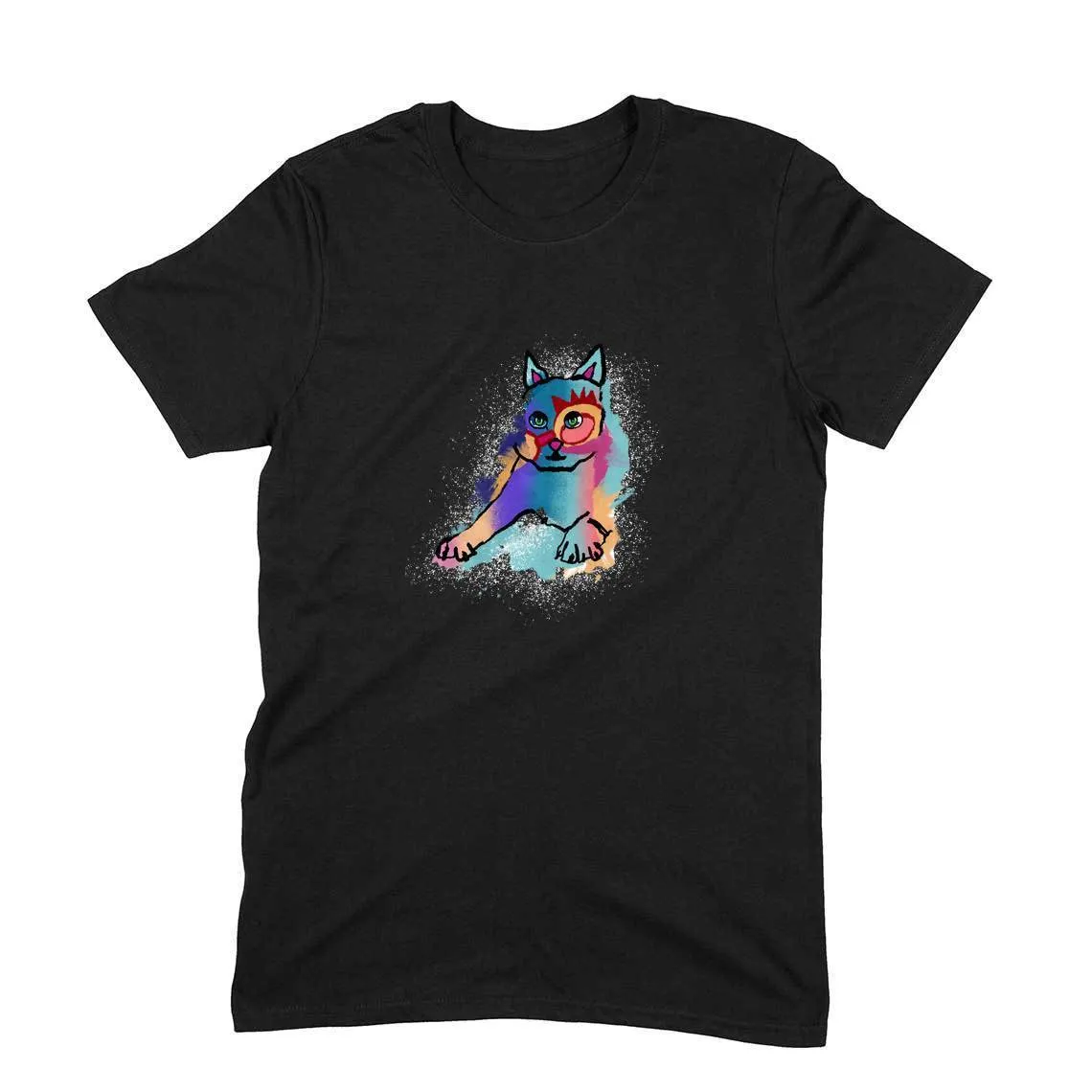 Round Neck T-Shirt (Men) - Russian Blue Sparkle Cat (11 Colours)