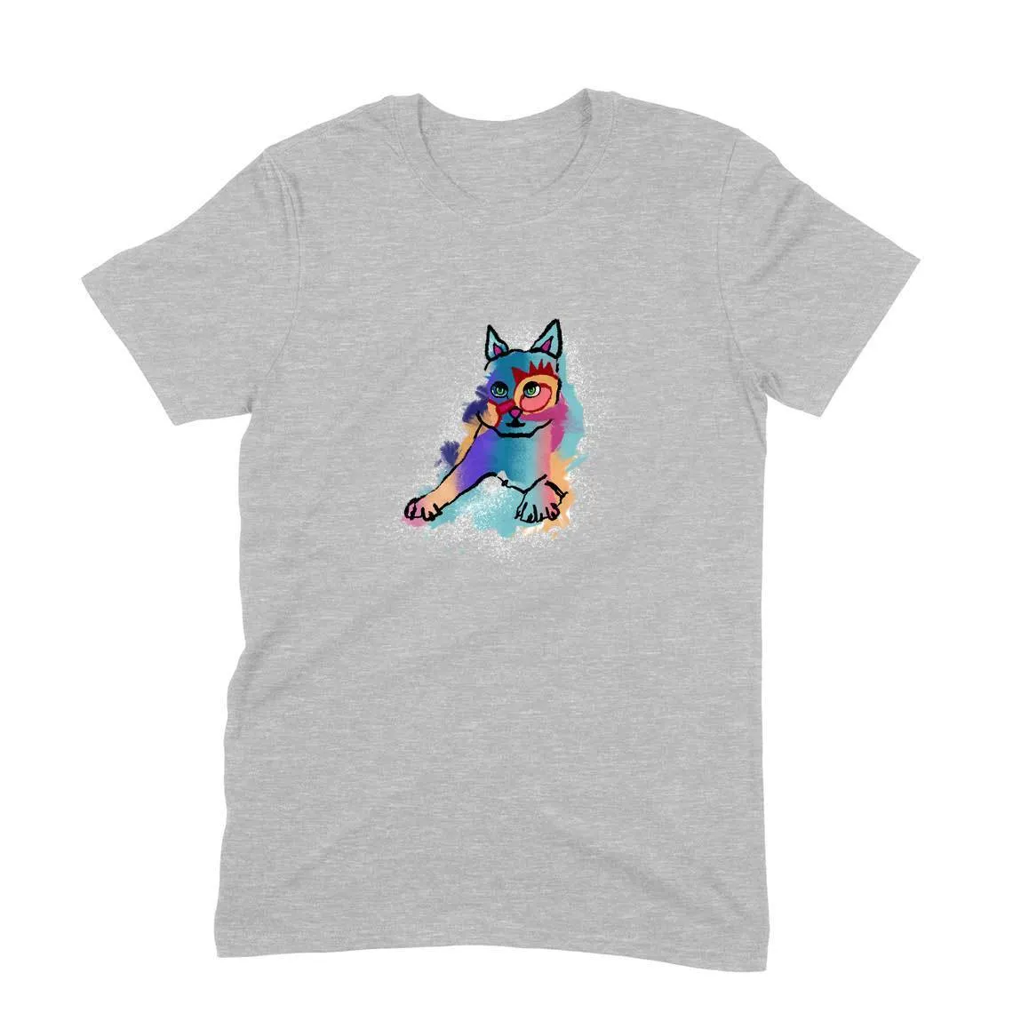 Round Neck T-Shirt (Men) - Russian Blue Sparkle Cat (11 Colours)