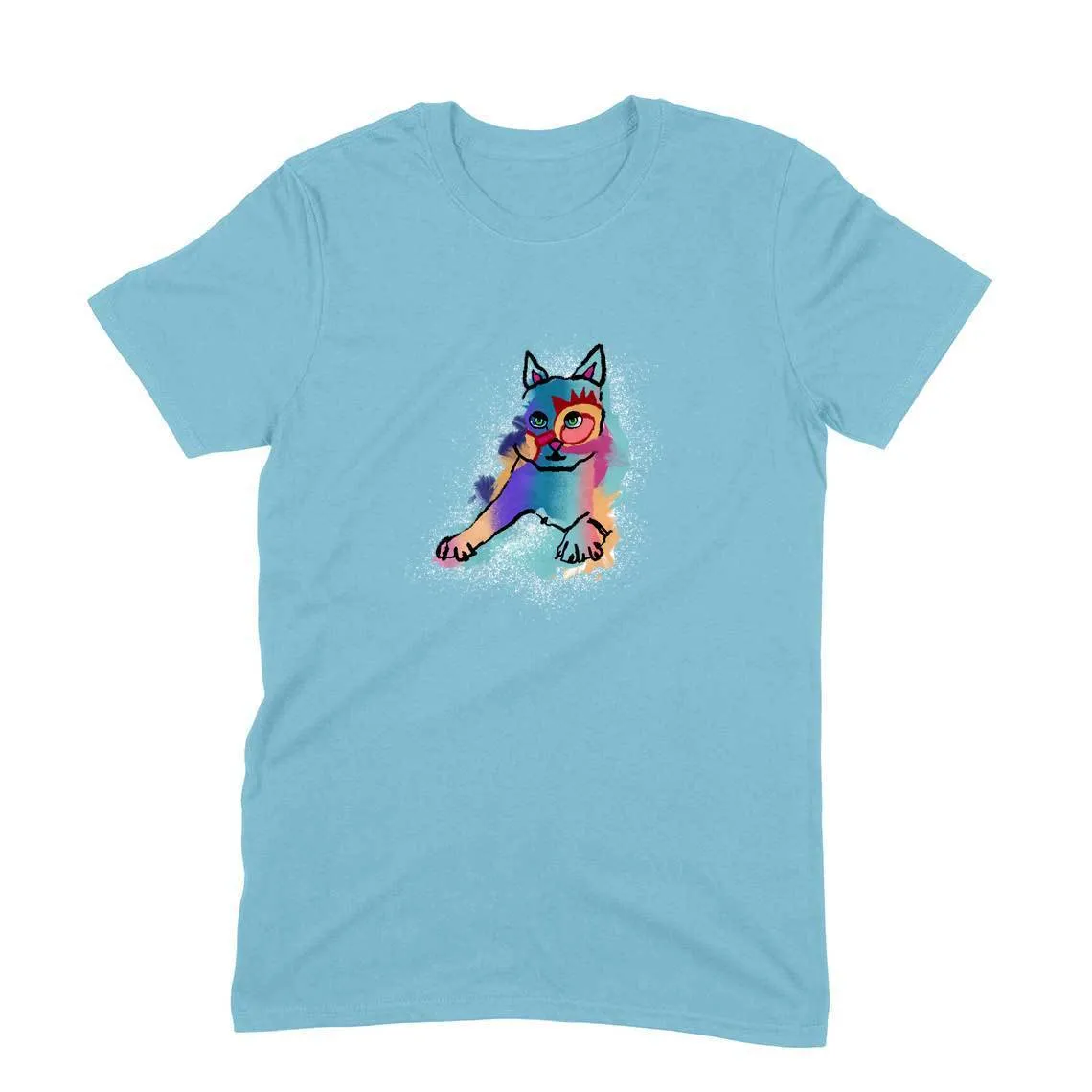 Round Neck T-Shirt (Men) - Russian Blue Sparkle Cat (11 Colours)