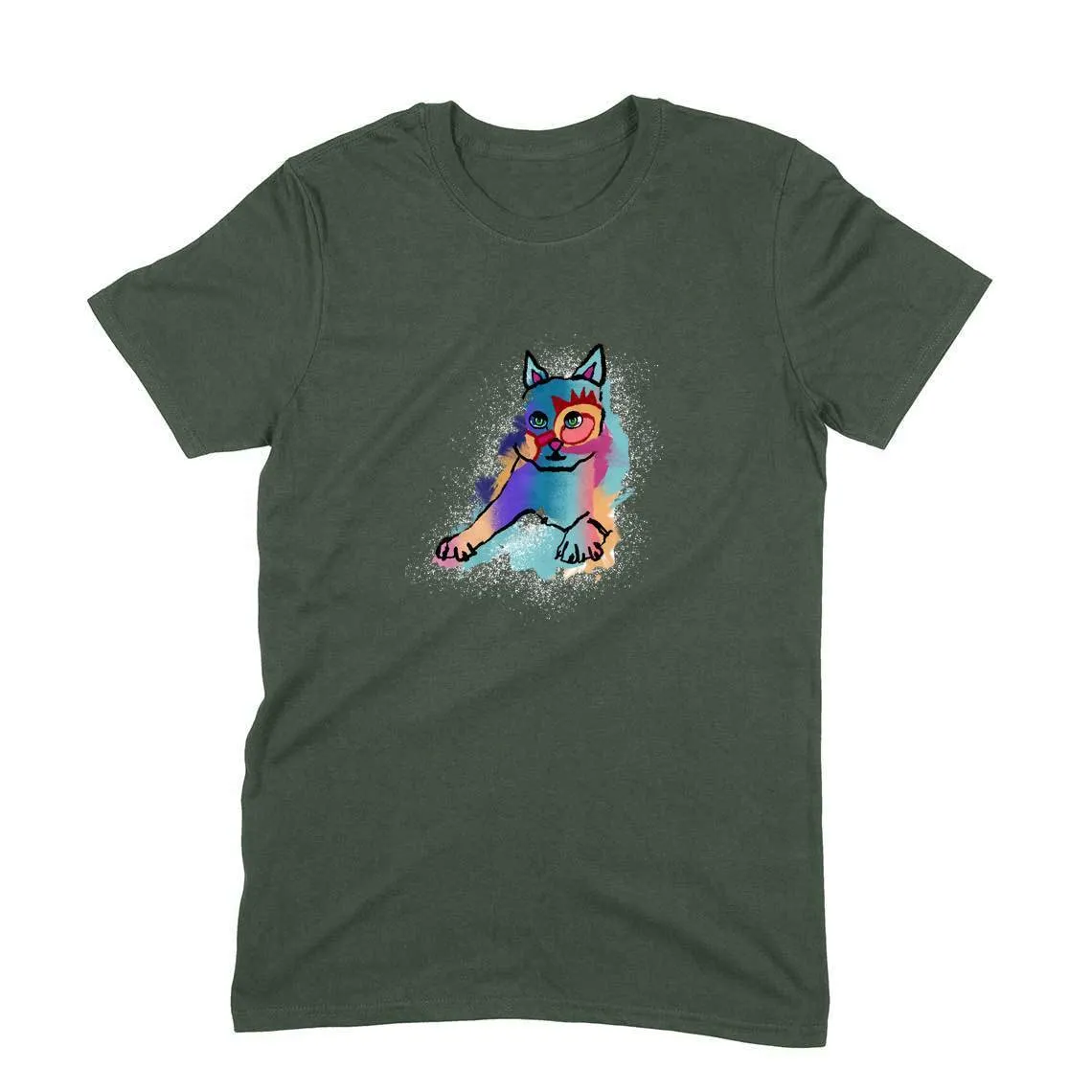 Round Neck T-Shirt (Men) - Russian Blue Sparkle Cat (11 Colours)
