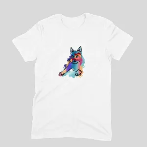 Round Neck T-Shirt (Men) - Russian Blue Sparkle Cat (11 Colours)