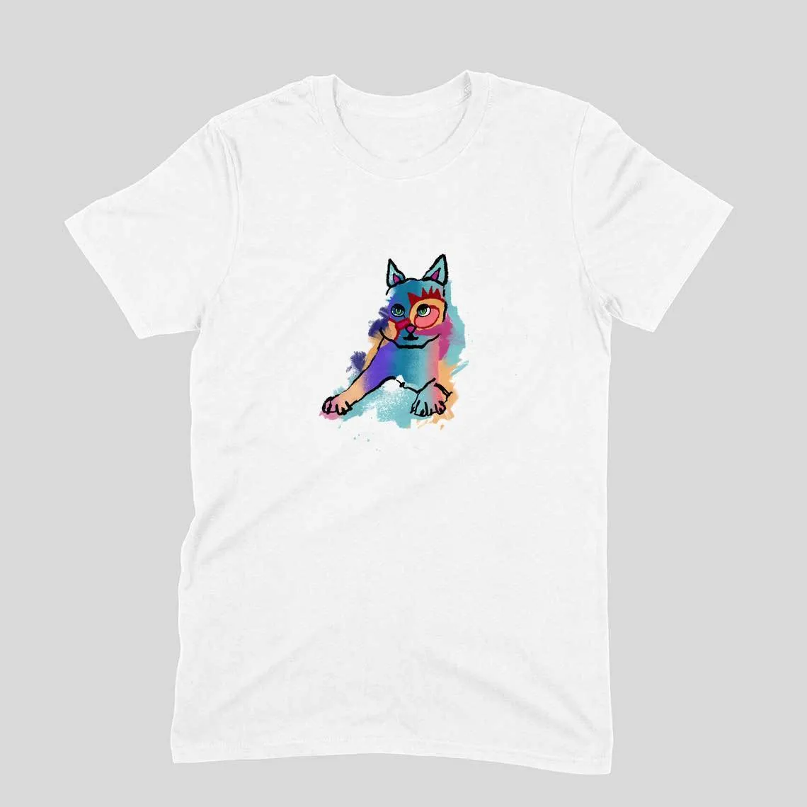 Round Neck T-Shirt (Men) - Russian Blue Sparkle Cat (11 Colours)