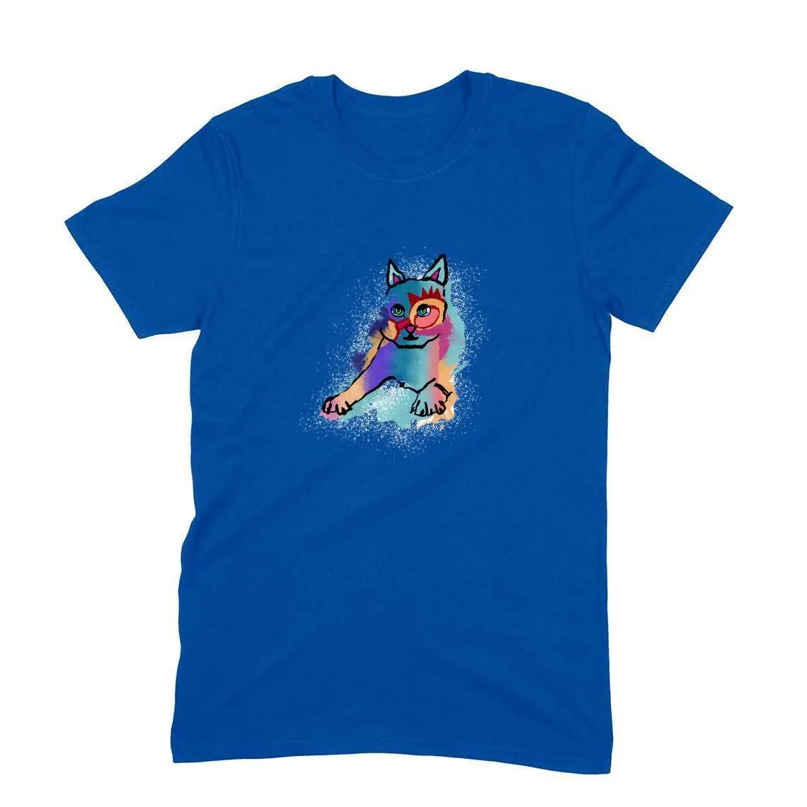 Round Neck T-Shirt (Men) - Russian Blue Sparkle Cat (11 Colours)