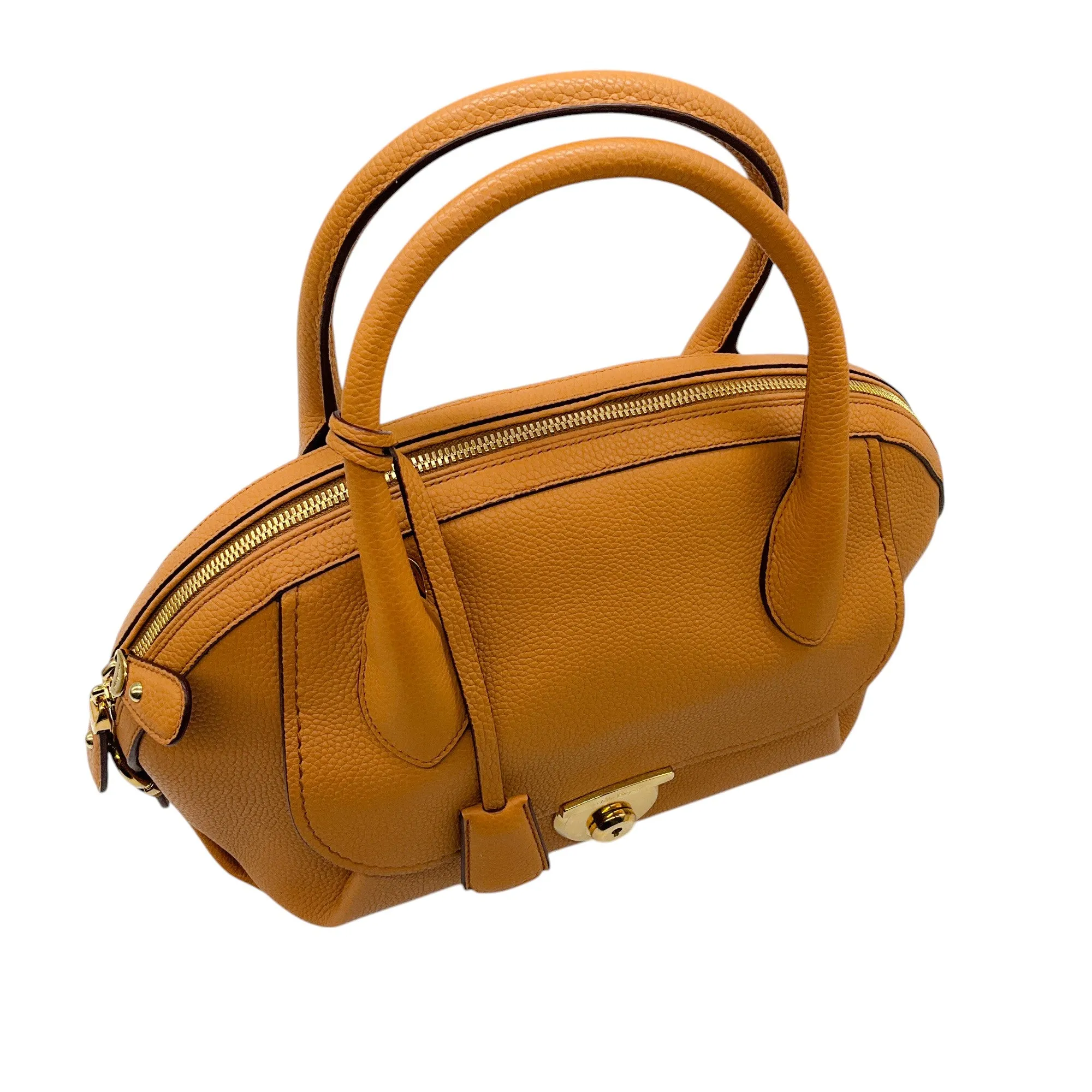 Salvatore Ferragamo Tan Fiamma Pebbled Leather Shoulder Bag