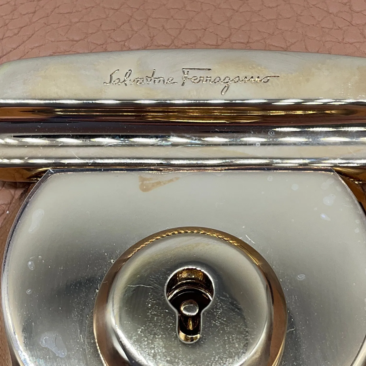 Salvatore Ferragamo Tan Fiamma Pebbled Leather Shoulder Bag