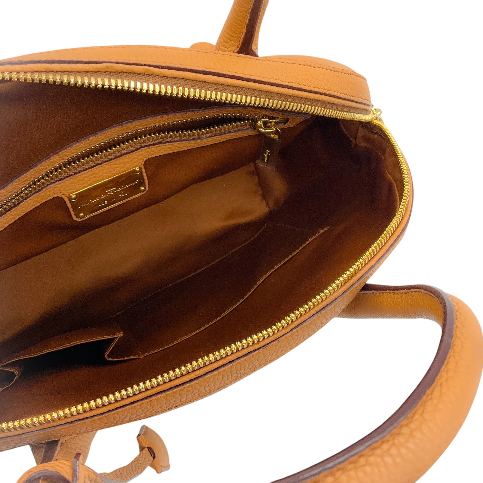 Salvatore Ferragamo Tan Fiamma Pebbled Leather Shoulder Bag