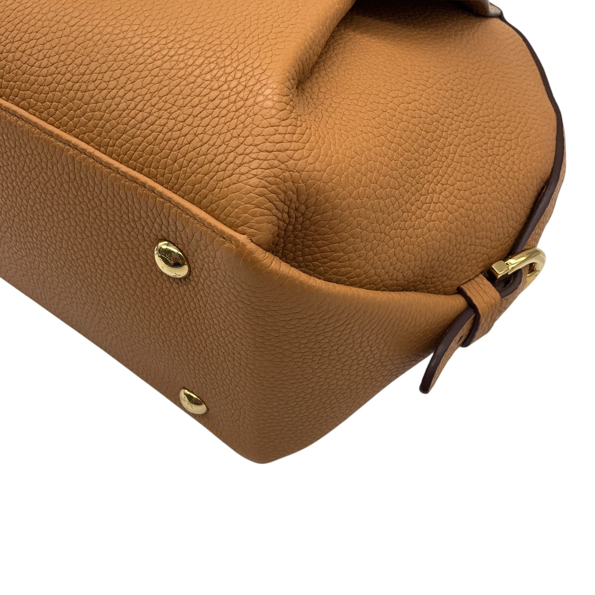 Salvatore Ferragamo Tan Fiamma Pebbled Leather Shoulder Bag
