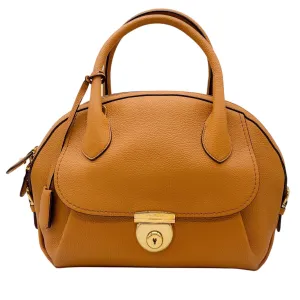 Salvatore Ferragamo Tan Fiamma Pebbled Leather Shoulder Bag
