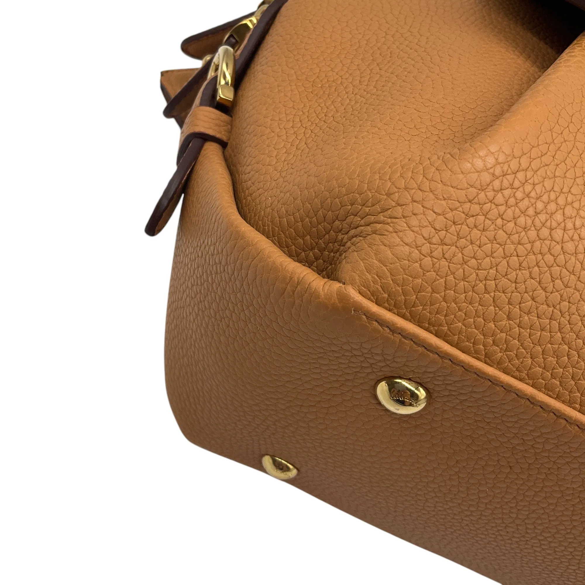 Salvatore Ferragamo Tan Fiamma Pebbled Leather Shoulder Bag