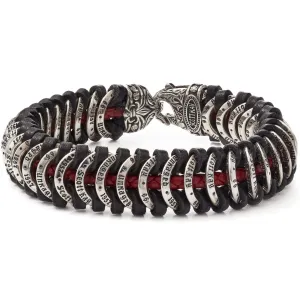 Scott Kay Leather and Hammered Silver  Bracelet, 8.5 Inches