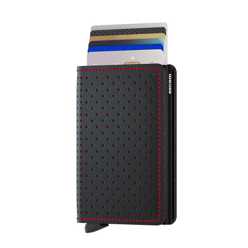SECRID Slimwallet Leather - Perforated Black-Red