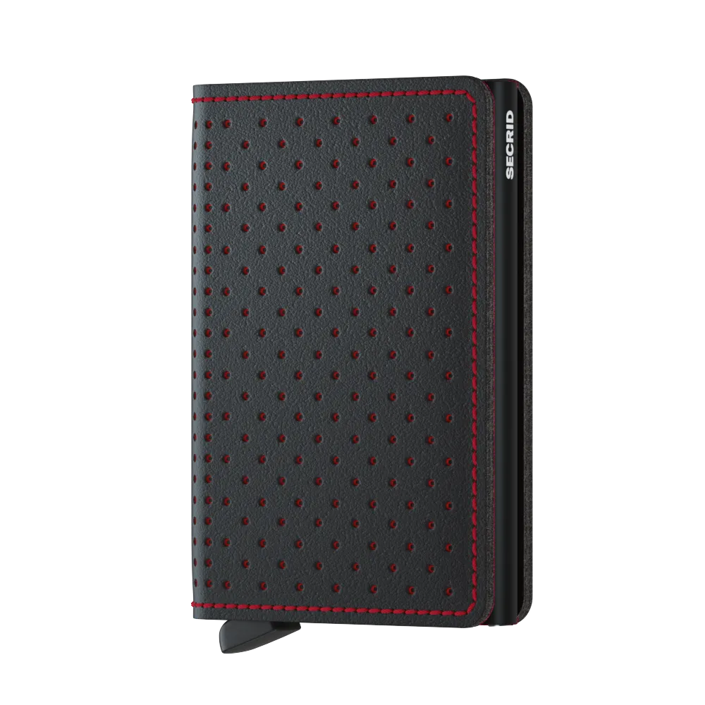 SECRID Slimwallet Leather - Perforated Black-Red