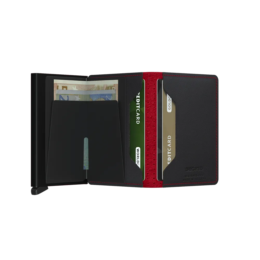 SECRID Slimwallet Leather - Perforated Black-Red