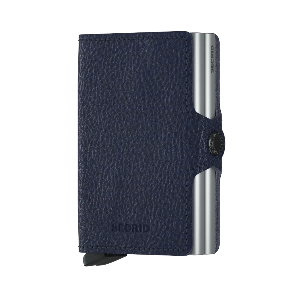SECRID Twinwallet Leather - Veg Tanned Navy-Silver
