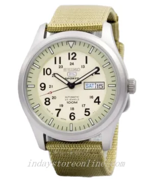 Seiko Men's Watch SNZG07J1 Automatic Movement Nylon Strap Luminous Hands and Markers