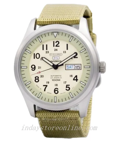 Seiko Men's Watch SNZG07J1 Automatic Movement Nylon Strap Luminous Hands and Markers