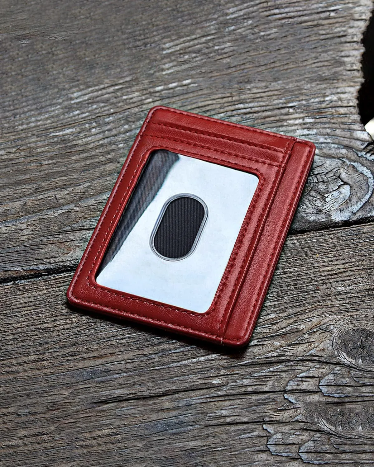 Slim Minimalist Front Pocket RFID Blocking Leather Wallets-Red