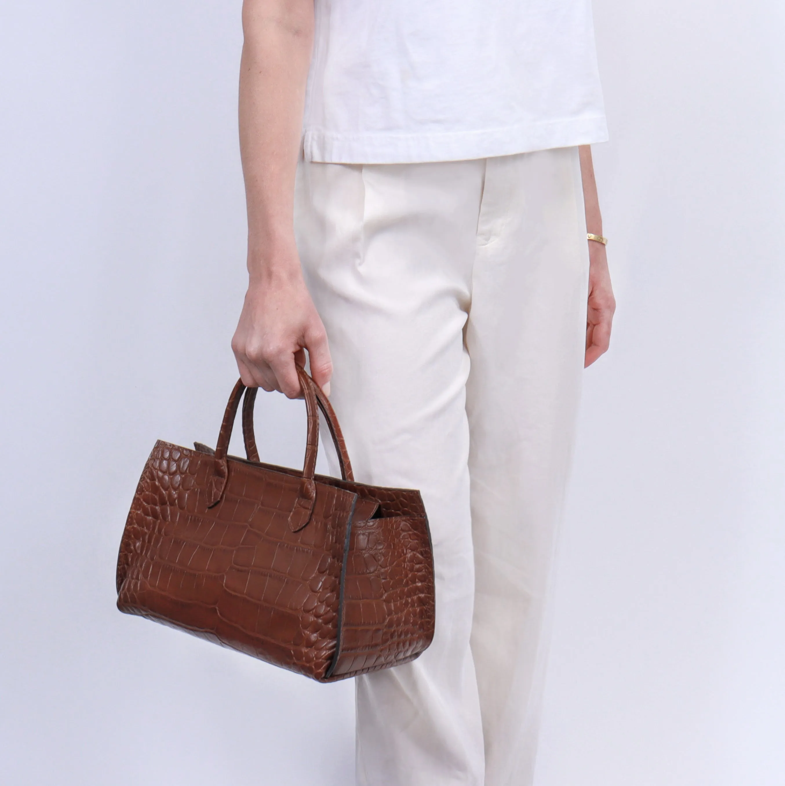SMALL DAY BAG KHAKI GENUINE OSTRICH