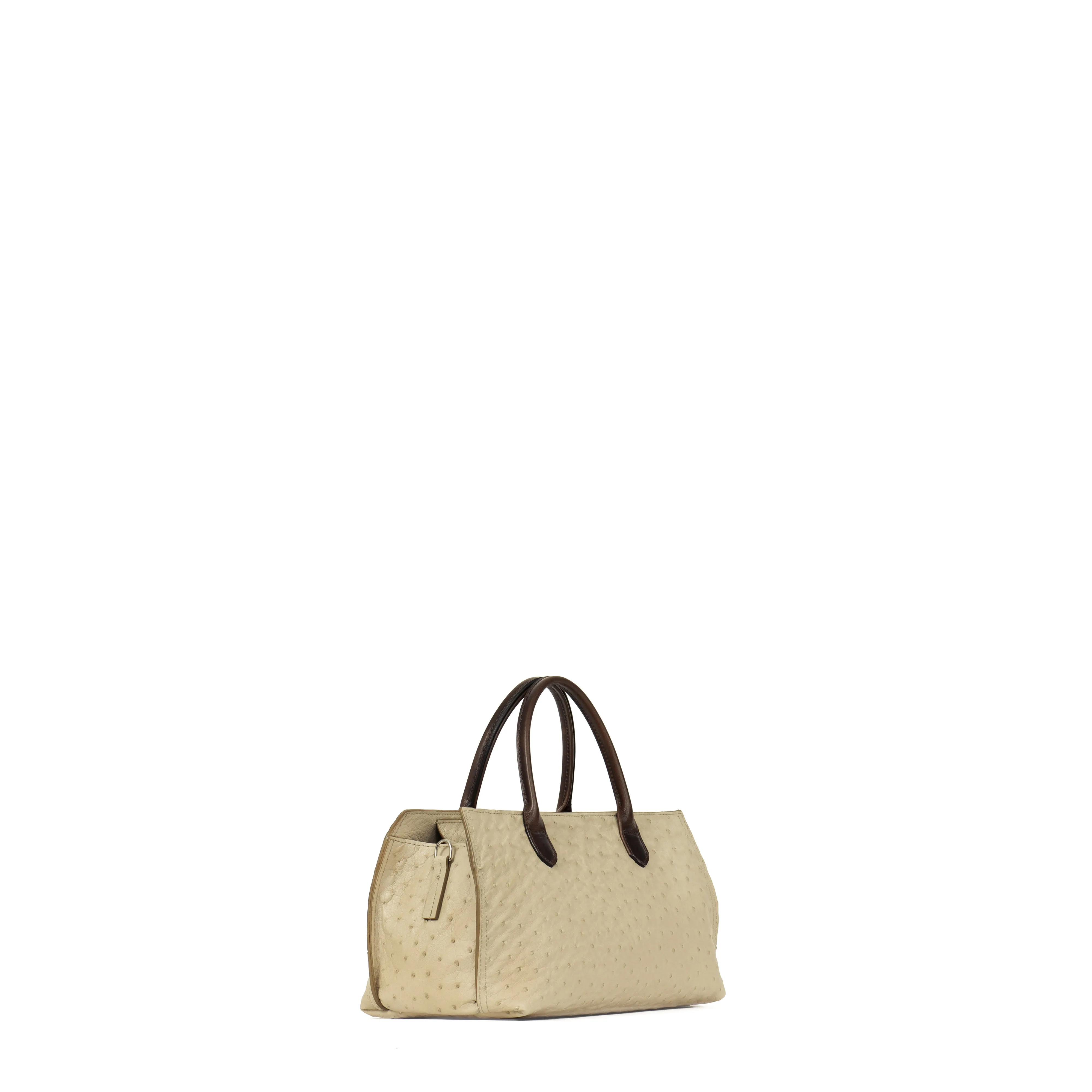 SMALL DAY BAG KHAKI GENUINE OSTRICH