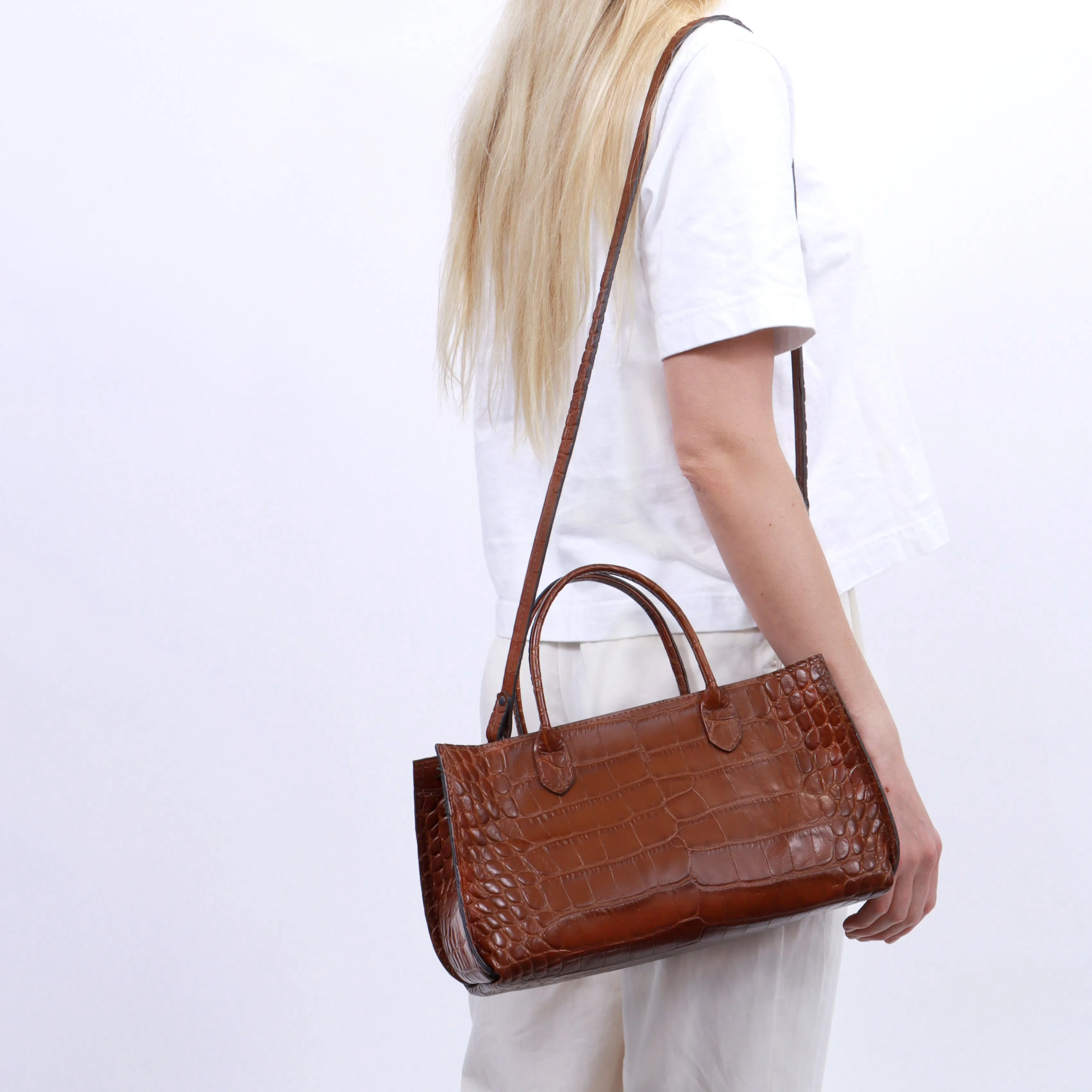 SMALL DAY BAG KHAKI GENUINE OSTRICH