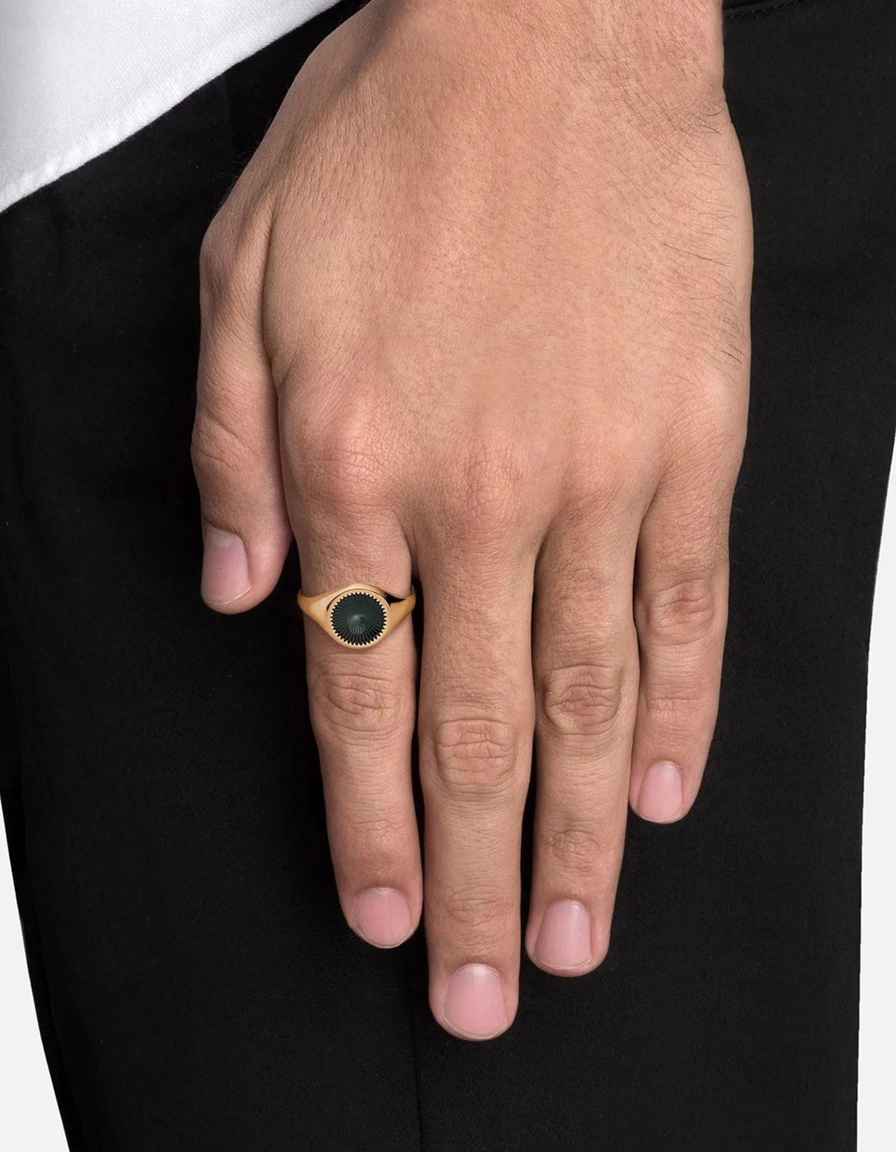 Solar Signet Ring, Gold Vermeil/Gray
