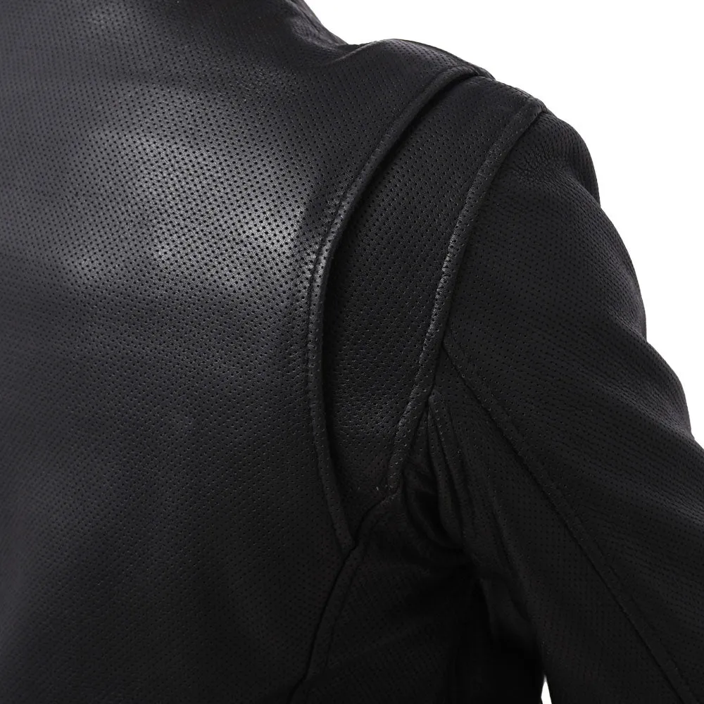 STAR Motorcycle Perforated Leather Jacket