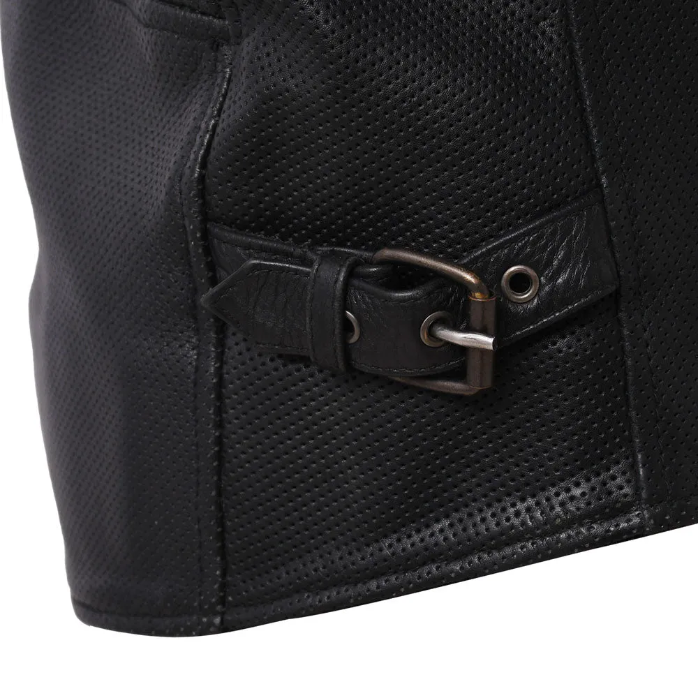 STAR Motorcycle Perforated Leather Jacket