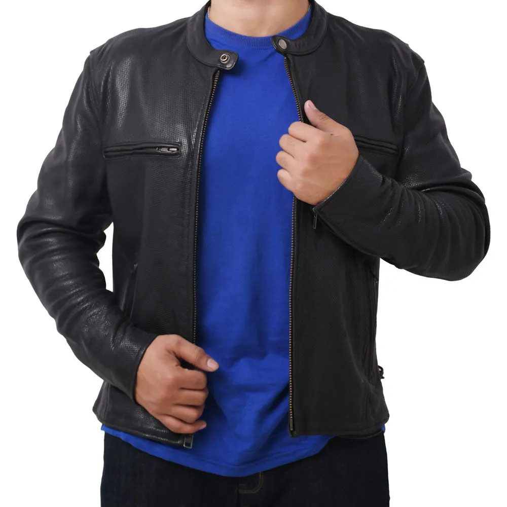 STAR Motorcycle Perforated Leather Jacket