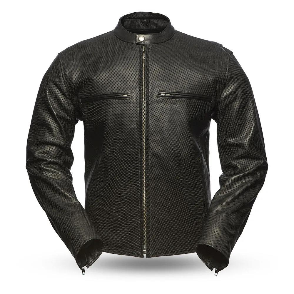 STAR Motorcycle Perforated Leather Jacket