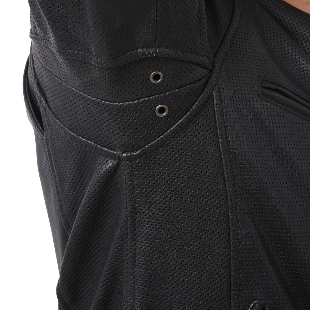STAR Motorcycle Perforated Leather Jacket