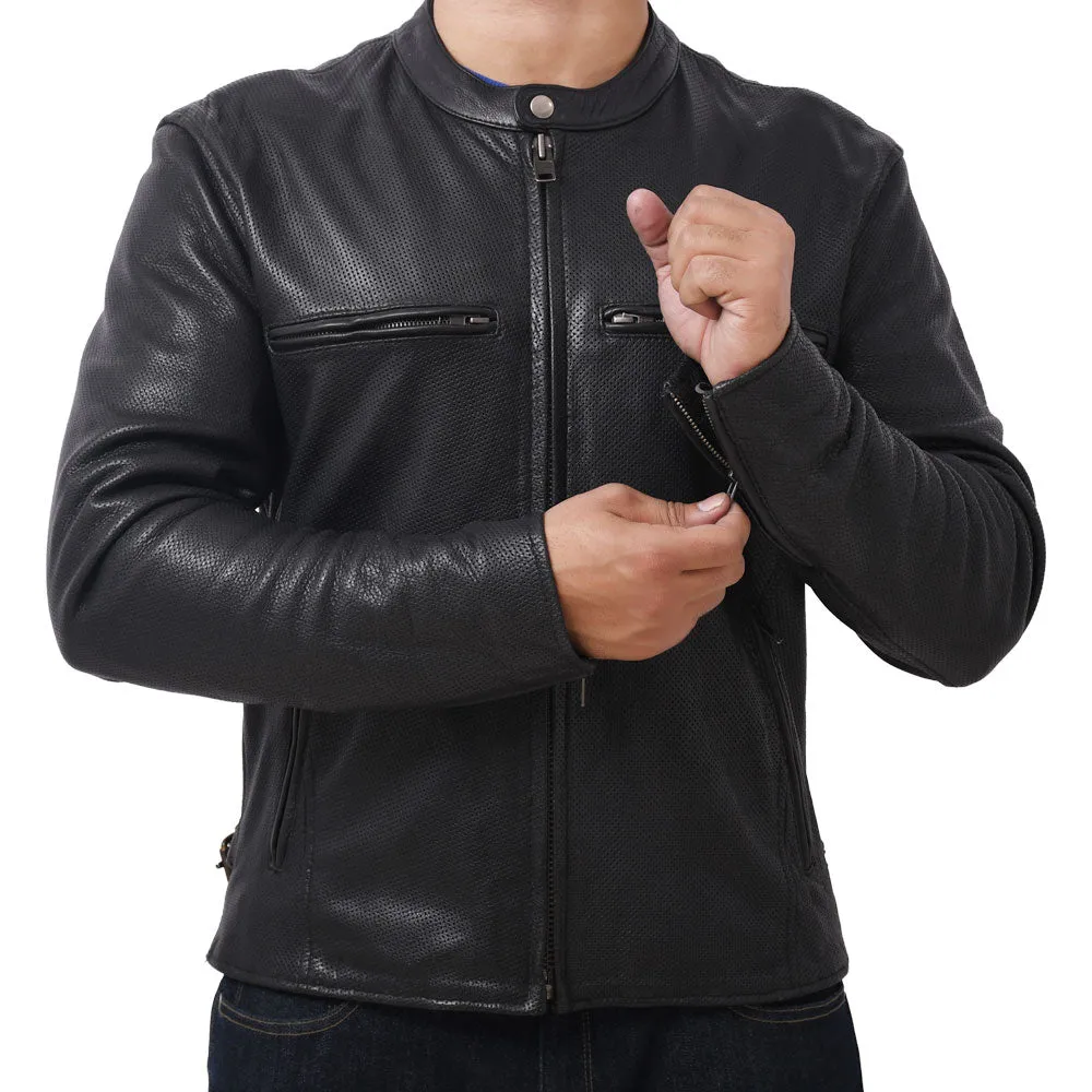 STAR Motorcycle Perforated Leather Jacket