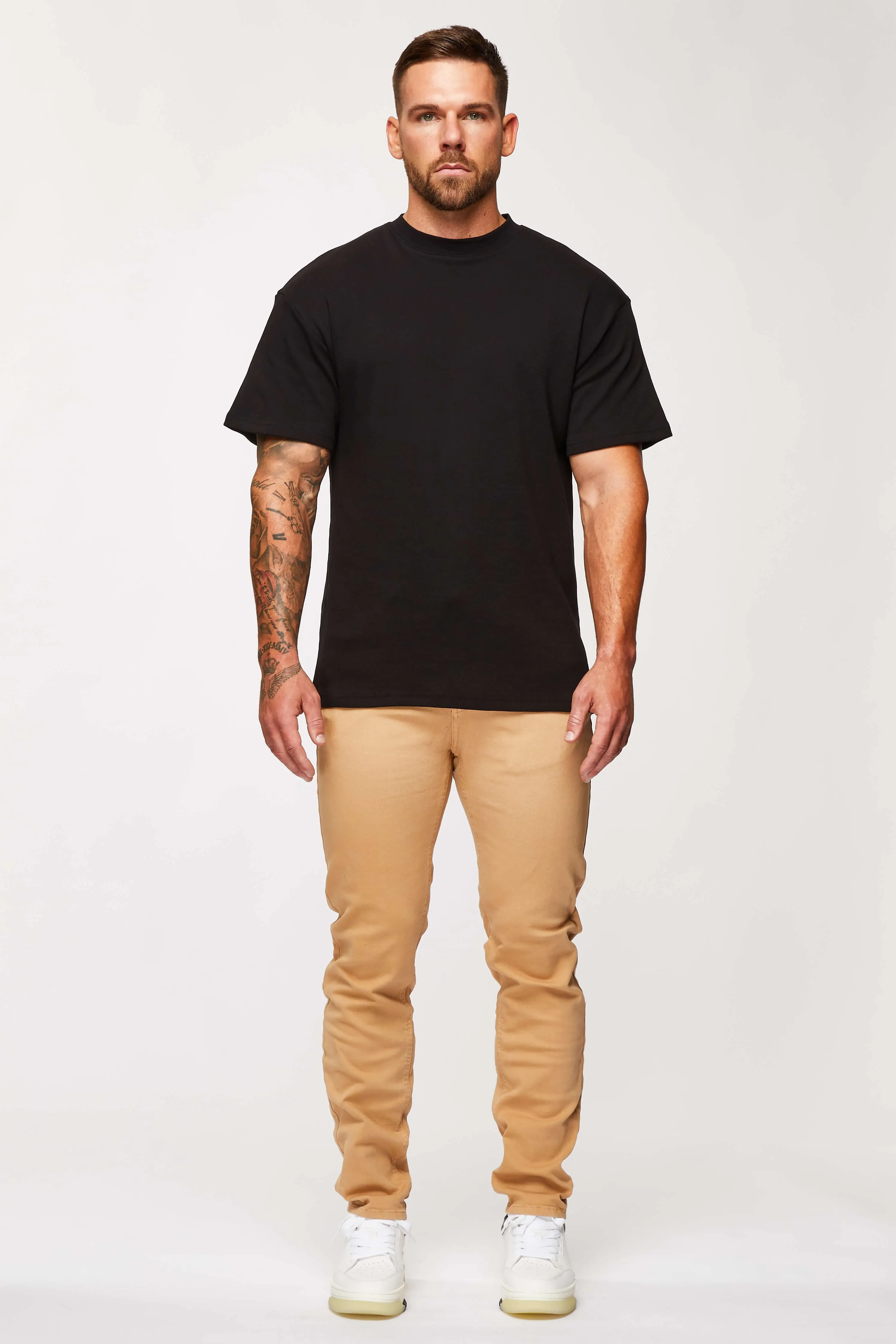 STRAIGHT LEG JEANS - BEIGE
