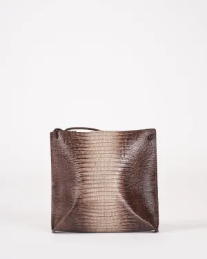strappy pouch - khaki embossed lizard