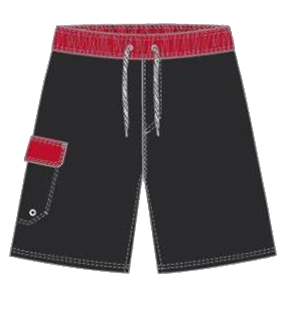 Swimwear Men's Classic Solid Contrast Band, Cargo Pocket Swim Trunk, Swimsuit
