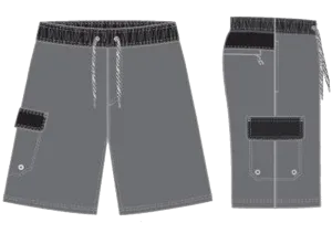 Swimwear Men's Classic Solid Contrast Band, Cargo Pocket Swim Trunk, Swimsuit