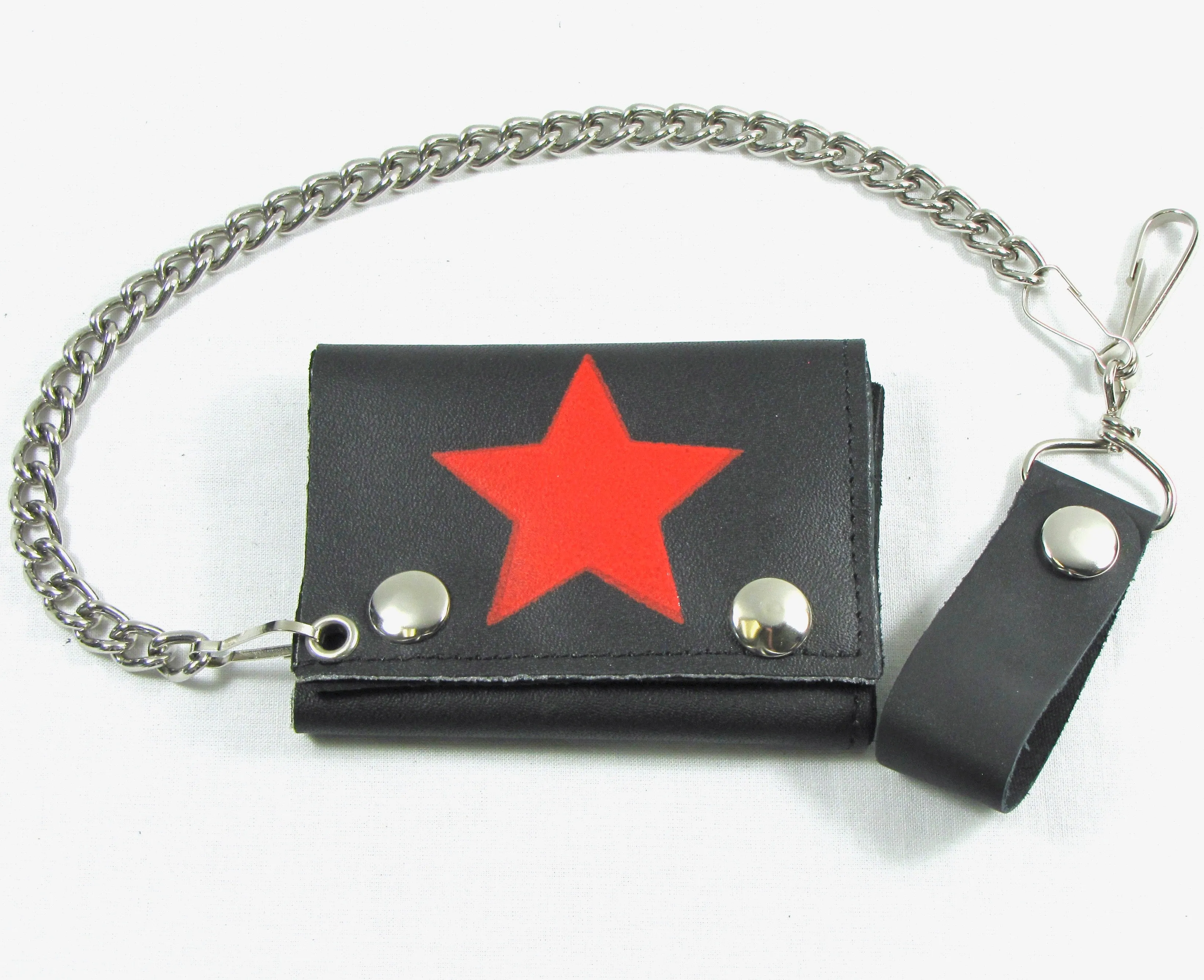 TC304-5 Tri-Fold Wallet w/ Chain- Red Star