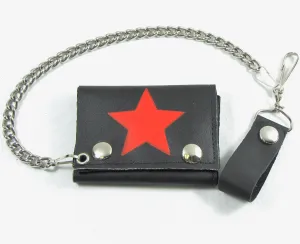 TC304-5 Tri-Fold Wallet w/ Chain- Red Star