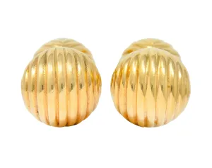 Tiffany & Co. 1960's Vintage 14 Karat Gold Ridged Ball Men's Cufflinks